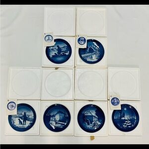 Vintage Lot of 6 Royal Copenhagen Annual Christmas Plates In Boxes, 7"